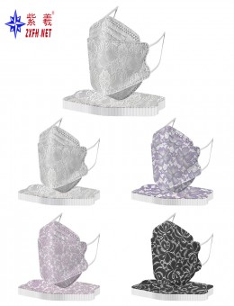紫羲ZXFH.NET韩版鱼嘴一次性防护口罩 水刺布鱼鳞印花成人 儿童口罩现货
